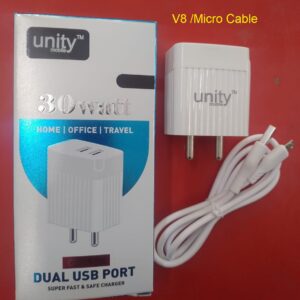 30 Watt Unity Charger Two USB Ports - Type C Cable (1 Year Warranty)