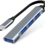 4 Port Metal USB Hub for Phone & Laptop - Type USB