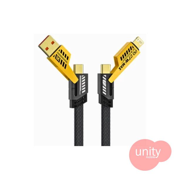 4 in 1 Metal Alloy Ports Fast Charging & Data Transfer 65W Cable USB+TC+iPhone + C to C