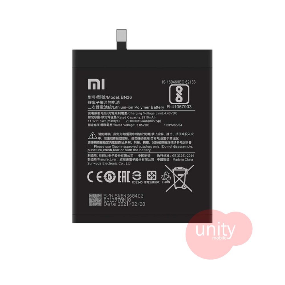 Mi Phone Battery Model BN36 (6 Months Customer Warranty)