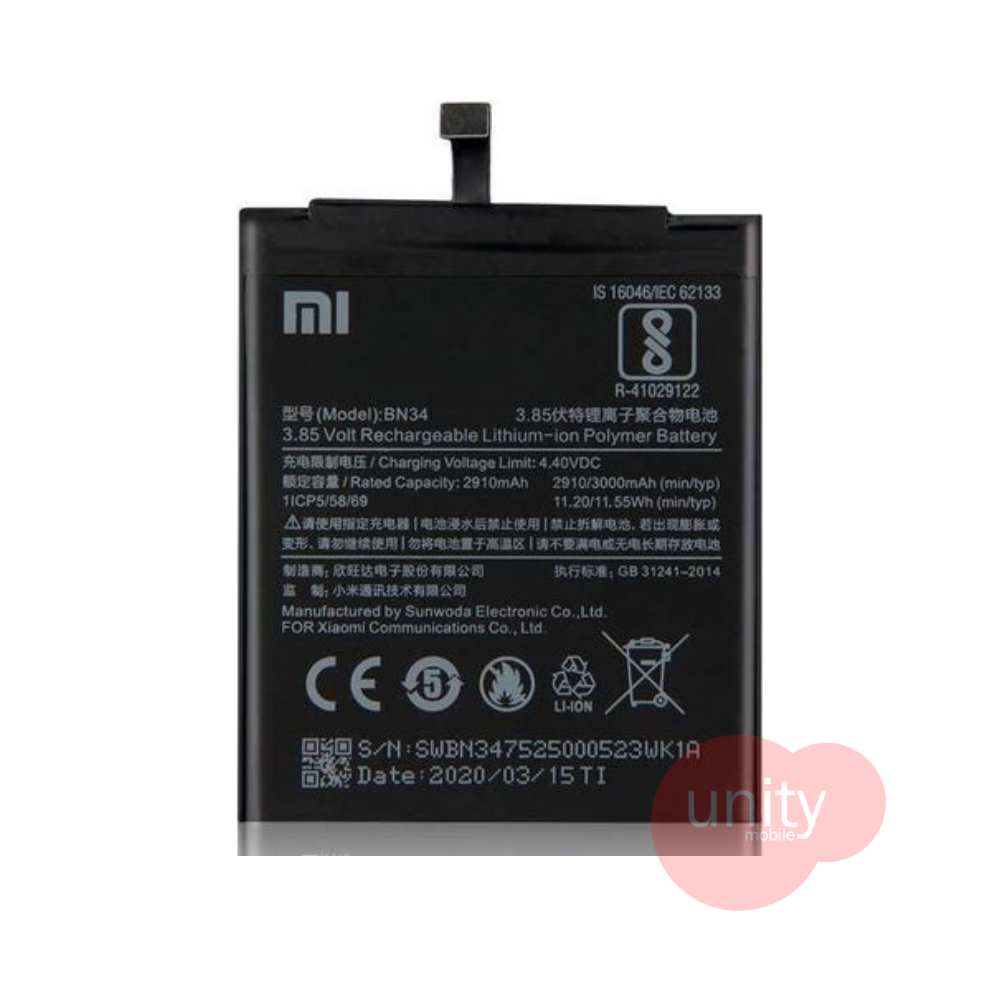 Mi Phone Battery Model BN34 (6 Months Customer Warranty)