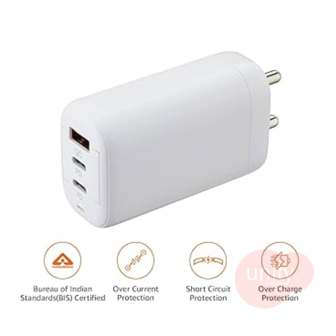 GaN Charger Support Upto 100W with 3 Port (A Grade - 1 Yr Warranty)